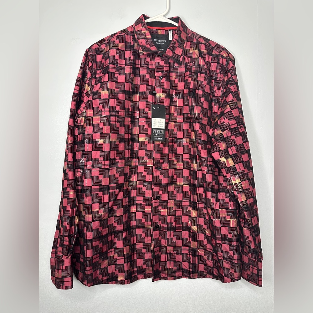 Silver Stone Collection Men’s Long-Sleeve Button-Down Shirt (Size L)